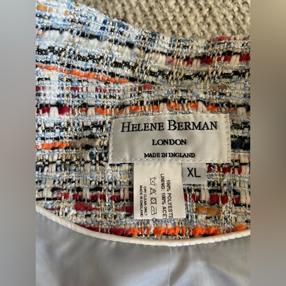HELENE BERMAN London Multicolor Tweed Boho Classic Elegant Blazer Jacket Sz XL - Picture 9 of 14